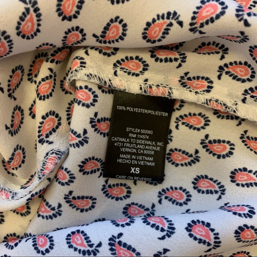 Pleione Print Blouse Cuffed Sleeve XS - Picture 7 of 7